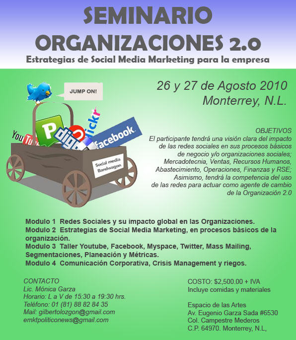 Seminario Organizaciones 2.0 Monterrey N.L. 26 y 27 de agosto 2010